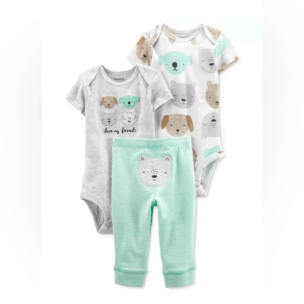 Carter’s 3-Piece Baby Animal Bodysuit & Pants Set 6M